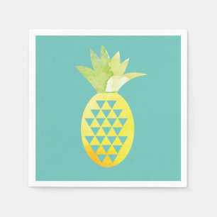 Serviette En Papier Aquarelle Tropical Géométrique Ananas