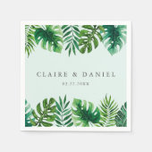 Serviette En Papier Aquarelle Tropical Green Mint Mariage vert (Devant)