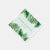 Serviette En Papier Aquarelle Tropical Green Mint Mariage vert (Coin)