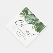 Serviette En Papier Aquarelle Tropical Monstera Feuille Mariage d'été (Coin)