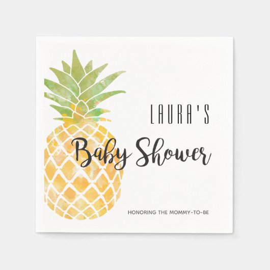 Serviette En Papier Aquarelle tropicale ananas | BABY SHOWER (Devant)