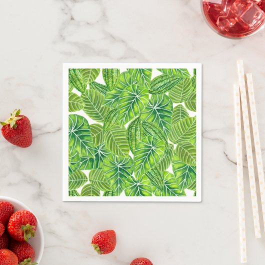 Serviette En Papier Aquarelle tropicale feuille design motif (En situation)