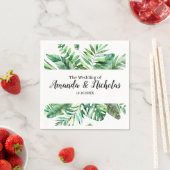 Serviette En Papier Aquarelle tropicale feuille Mariage vert (En situation)