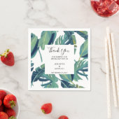Serviette En Papier Aquarelle tropicale feuille Merci mariage (En situation)