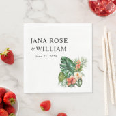 Serviette En Papier Aquarelle tropicale Mariage plat (En situation)