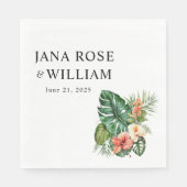 Serviette En Papier Aquarelle tropicale Mariage plat (Devant)