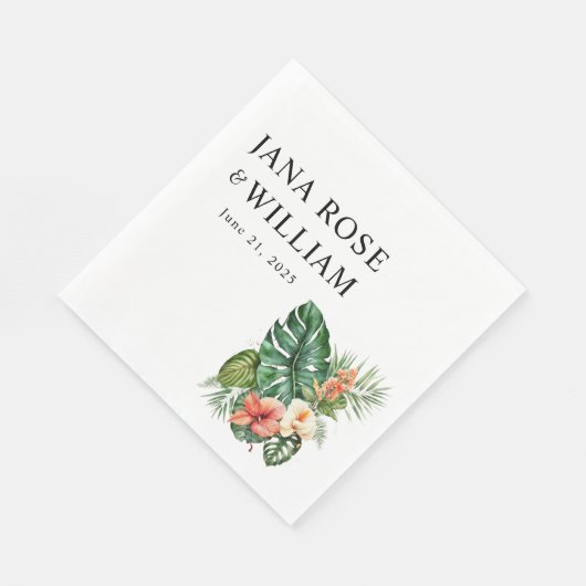 Serviette En Papier Aquarelle tropicale Mariage plat (Coin)