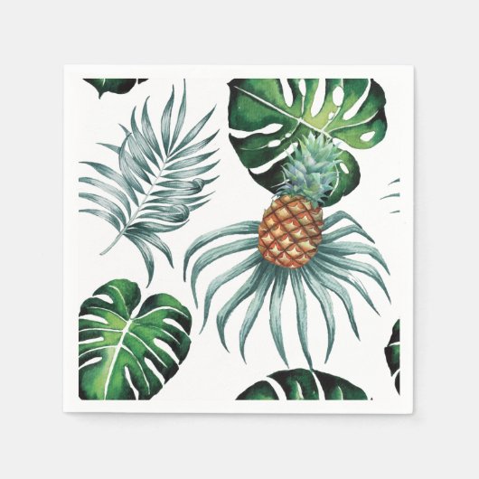 Serviette En Papier Aquarelle tropicale peinte en blanc (Devant)