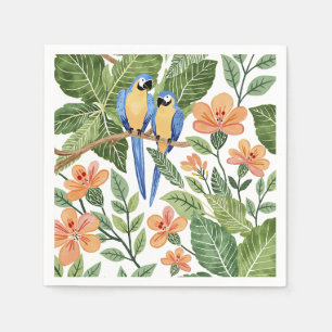Serviette En Papier Aquarelle tropicale sauvage de la Jungle Macaw
