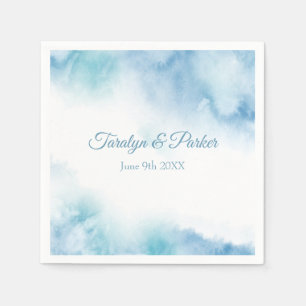Serviette En Papier Aquarelle Turquoise bleue Cadre Abstrait
