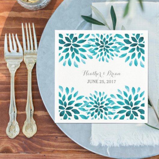 Serviette En Papier Aquarelle turquoise Chrysanthemum Papier serviette