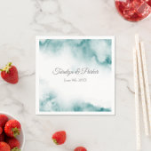 Serviette En Papier Aquarelle Turquoise douce Cadre Abstrait (En situation)