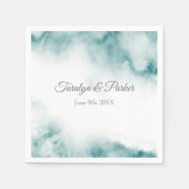 Serviette En Papier Aquarelle Turquoise douce Cadre Abstrait (Devant)