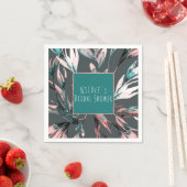 Serviette En Papier Aquarelle turquoise Gris de corail Glam botanique  (En situation)