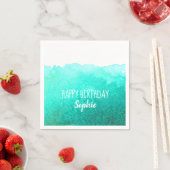 Serviette En Papier Aquarelle turquoise mignonne Joyeux anniversaire p (En situation)