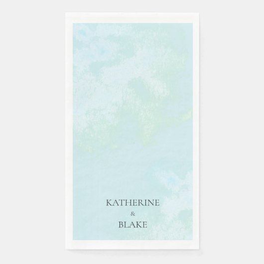 Serviette En Papier Aquarelle Turquoise Moderne Personnalisé Mariage I (Devant)