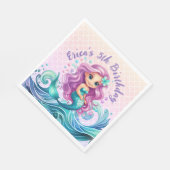 Serviette En Papier Aquarelle Turquoise pourpre de petite sirène Anniv (Coin)