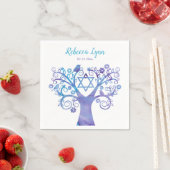 Serviette En Papier Aquarelle Turquoise violette Arbre Bat mitzvah de  (En situation)