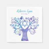 Serviette En Papier Aquarelle Turquoise violette Arbre Bat mitzvah de (Devant)