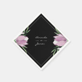 Serviette En Papier Aquarelle végétale violette Magnolia (Coin)