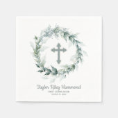 Serviette En Papier Aquarelle Verdure Croix première communion serviet (Devant)