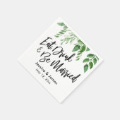 Serviette En Papier Aquarelle Verdure Mangez, buvez et soyez mariés (Coin)