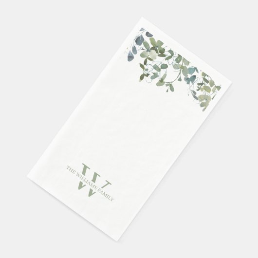 Serviette En Papier Aquarelle Verdure Monogramme Papier Serviettes d'h (Coin)