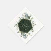 Serviette En Papier Aquarelle Verdure Or Hexagon Mariage Napkins (Coin)