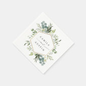 Serviette En Papier Aquarelle Verdure Or Hexagon Mariage Napkins (Coin)