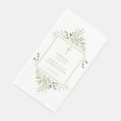Serviette En Papier Aquarelle Verdure Or Première Communion sainte (Coin)