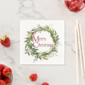 Serviette En Papier Aquarelle Verdure Vacances Wreath (En situation)