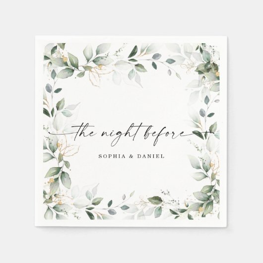 Serviette En Papier Aquarelle VerdureRépétition Soirée avant (Devant)