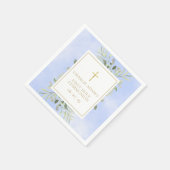 Serviette En Papier Aquarelle Vert Bleu Première Sainte Communion (Coin)