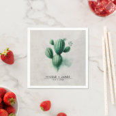 Serviette En Papier Aquarelle Vert Cactus Mariage sud-ouest (En situation)