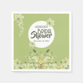 Serviette En Papier Aquarelle Vert Clivia Fête des mariées Florale (Devant)