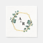 Serviette En Papier Aquarelle Vert Couple Monogramme Papier Mariage (Devant)