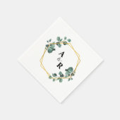 Serviette En Papier Aquarelle Vert Couple Monogramme Papier Mariage (Coin)