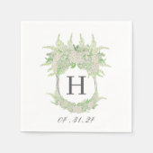 Serviette En Papier Aquarelle Vert et Blanc Hydrangea Crest (Devant)