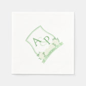 Serviette En Papier Aquarelle Vert Et Blanc Hydrangea Mariage Crest (Devant)