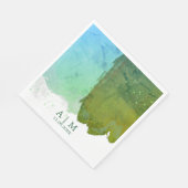 Serviette En Papier Aquarelle vert et bleu (Coin)