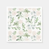 Aquarelle vert et fleurs blanches Motif
