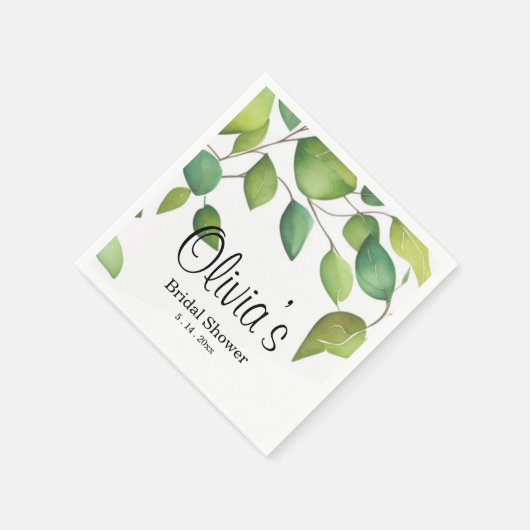 Serviette En Papier Aquarelle vert eucalyptus feuillage vert (Coin)
