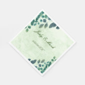 Serviette En Papier Aquarelle Vert Eucalyptus Papier Feuille Napkin (Coin)