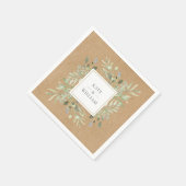 Serviette En Papier Aquarelle vert Feuille Rustique Mariage Kraft (Coin)