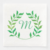 Serviette En Papier Aquarelle vert Garland Monogramme (Devant)