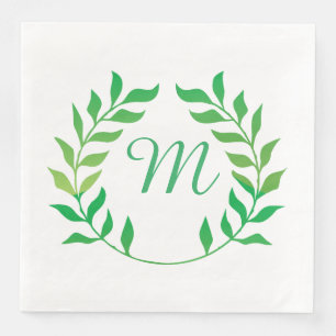 Serviette En Papier Aquarelle vert Garland Monogramme