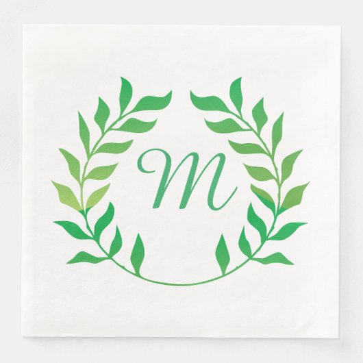Serviette En Papier Aquarelle vert Garland Monogramme (Devant)