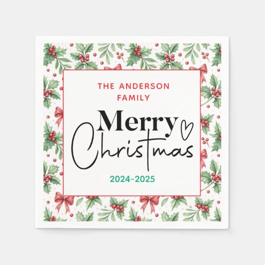 Serviette En Papier : Aquarelle Vert Grass - Fête de Noël (Devant)