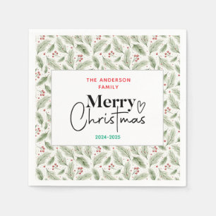 Serviette En Papier : Aquarelle Vert Grass - Fête de Noël