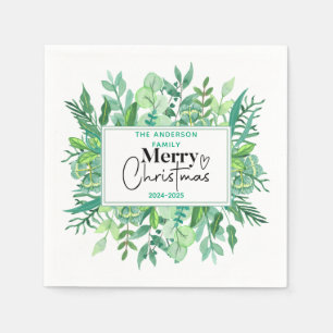 Serviette En Papier : Aquarelle Vert Grass - Fête de Noël